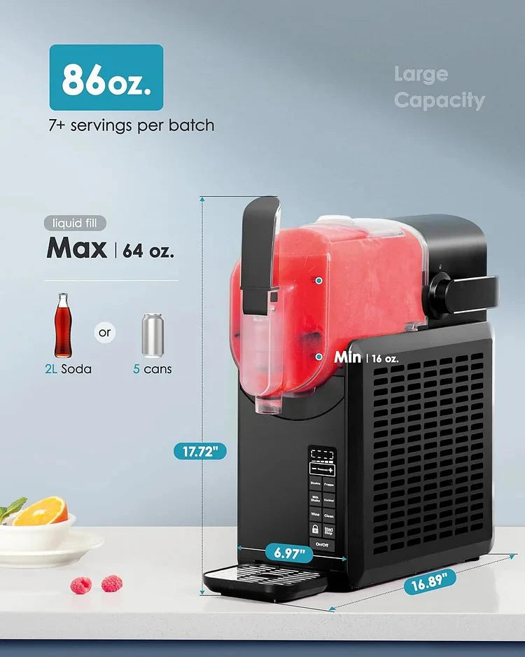EUHOMY 88oz Slushie Machine, No Ice Needed Slushy Machine for Home, Professional Frozen Drink Maker, Self-Cleaning, 5 Preset Programs, Frozen Margaritas, Frappés, Milkshake.