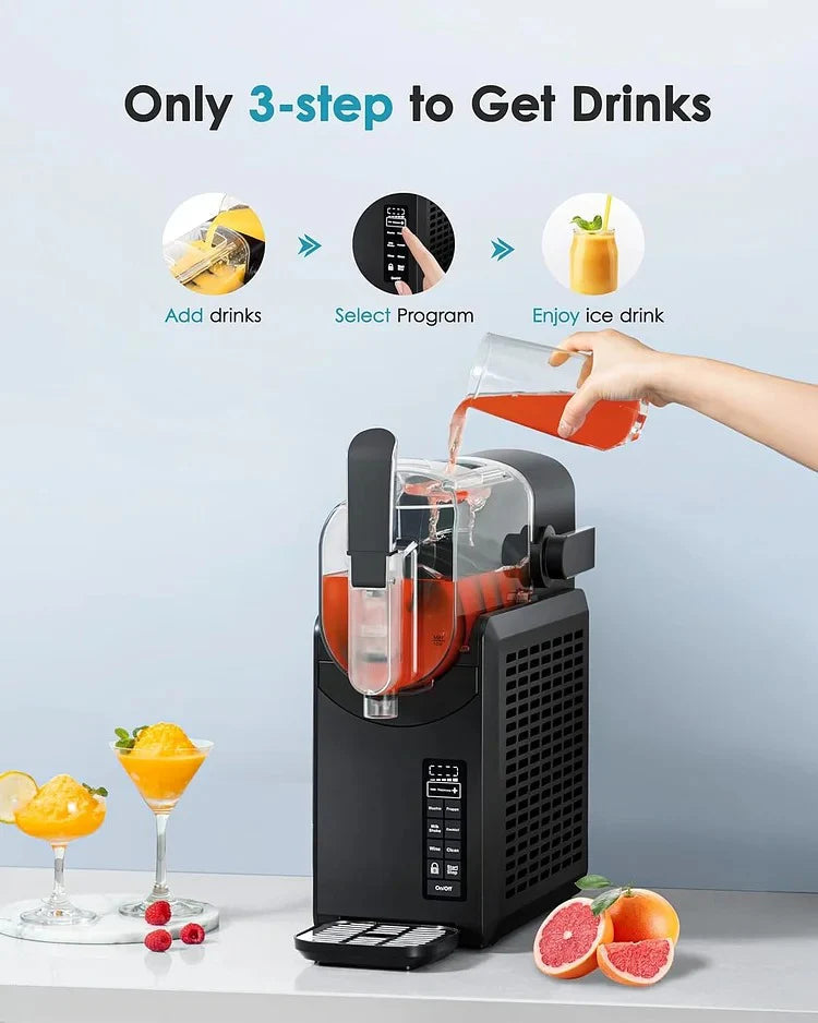 EUHOMY 88oz Slushie Machine, No Ice Needed Slushy Machine for Home, Professional Frozen Drink Maker, Self-Cleaning, 5 Preset Programs, Frozen Margaritas, Frappés, Milkshake.