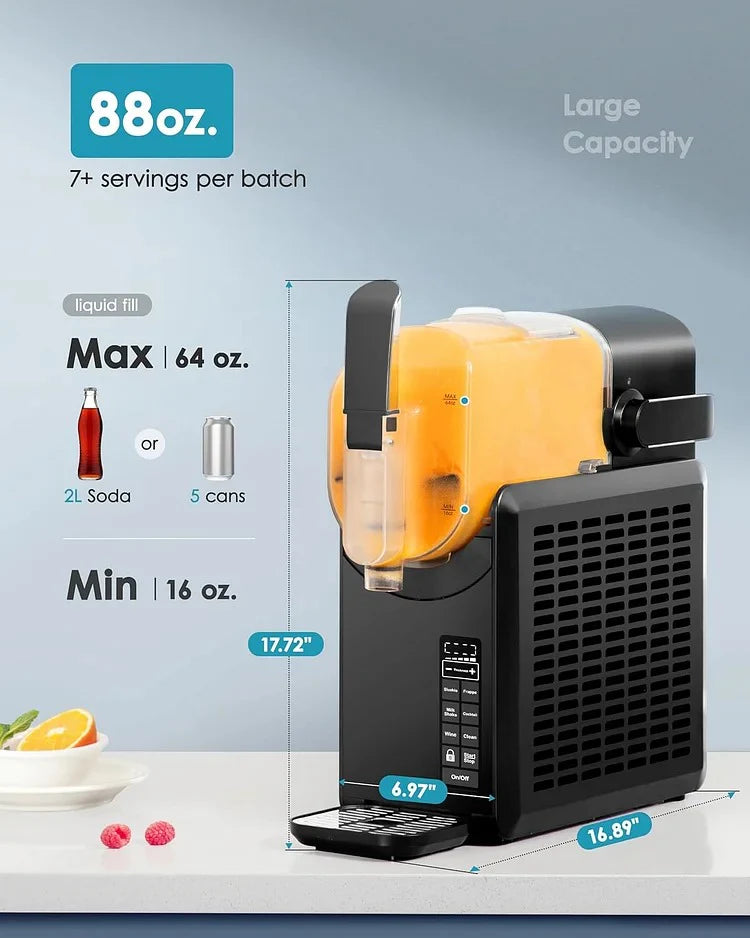 EUHOMY 88oz Slushie Machine, No Ice Needed Slushy Machine for Home, Professional Frozen Drink Maker, Self-Cleaning, 5 Preset Programs, Frozen Margaritas, Frappés, Milkshake.